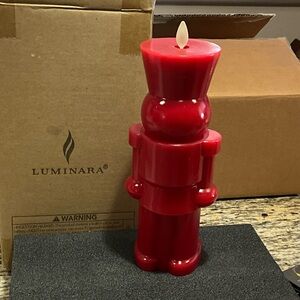 Luminara Red Nutcracker Candle with remote and timer